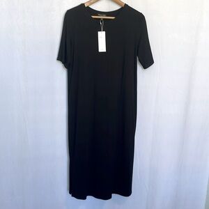 Eileen Fisher Viscose Jersey Crew Neck Dress Size S Oversized High-Low Hem NWT